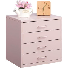 HollyHOME Rašomojo stalo stalčių dokumentų spinta su 4 stalčiais, vertikalios dokumentų spintos, skirtos A4 laiško dydžio dokumentams, metalinis stalčius namų biurui, savaime surenkamas, šviesiai rožinis