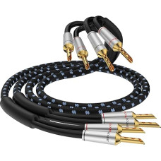 Tertullus 1 Pair of High-End Loudspeaker Cables OFC Silver-Plated with Banana Plug HiFi Speaker Cable for Home Cinema, Amplifier, Speaker, HiFi System, Banana Plug to Banana Plug 3 m