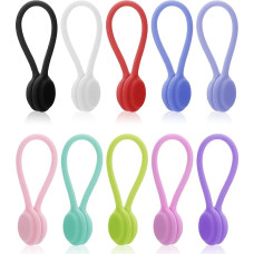 Magnetische Kabelbinder, Silikon-Kabel-Clips, Kabel-Organizer, wiederverwendbar, magnetische Kabelbinder, USB-Kabel-Manager für Büro, Schule, Zuhause, 10 Stück