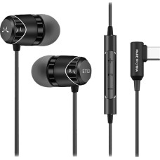 SoundMAGIC E11D USB-C ausinėse esančios stereofoninės ausinės su 10 mm garsiakalbiais Metalinis korpusas L formos kištukas Inline valdiklis HiFi garsas Juoda