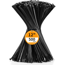 Cehony Kabelbinder, 30,5 cm, schwarz, 300 mm x 4,5 mm, strapazierfähig, 22,7 kg, Zugfestigkeit, Nylon-Kunststoff-Reißverschlussbinder für den Außenbereich, Mehrzweck, selbstsichernd, UV-beständige