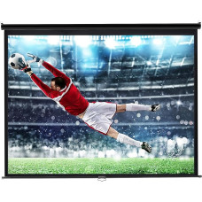 INMOZATA Pull Down Projector Screen 60 Inch Wall & Ceiling Mounted HD Projection Screen with 4:3 Ratio Matte White Canvas for School Office Presentation Home Cinema Theater Outdoor Indoor (Size: 116 x