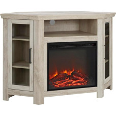 WE Furniture Fireplace TV Stand, High-Grade MDF White Oak, One Size