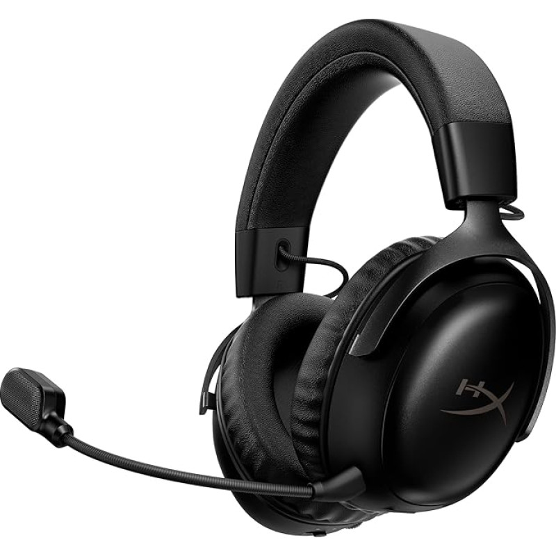 HyperX Cloud III S - Wireless Gaming Headset, Multiplatform, 2.4GHz, Bluetooth, Battery Life up to 120 Hours, 2.4GHz, 53mm Tilt Driver, 10mm Detachable Microphone - Black