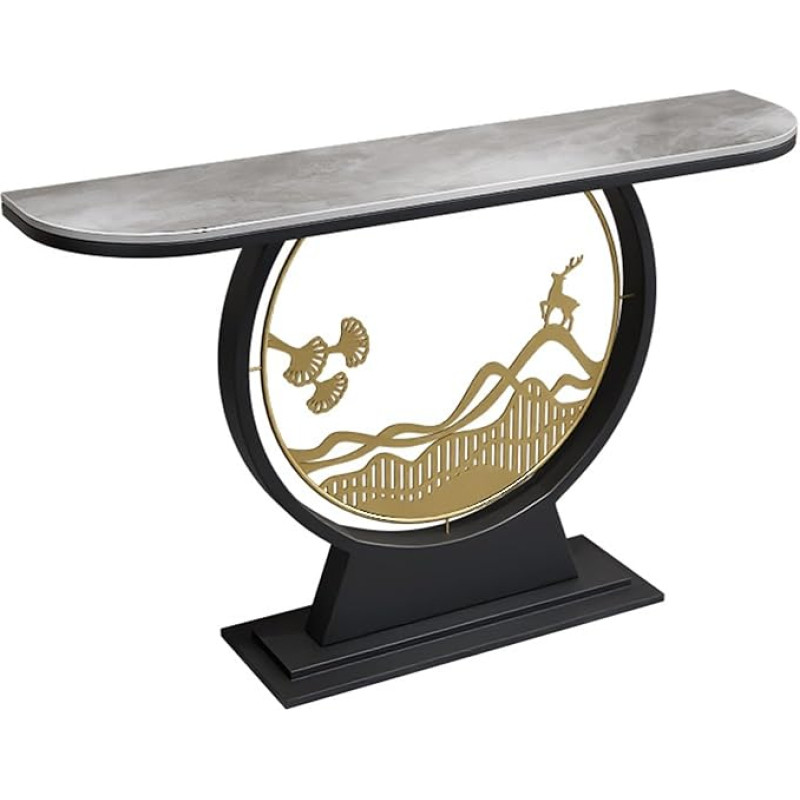 Schmaler Eingangskonsolentisch mit Metallrahmen, Stabiler Sofatisch für Wohnzimmer & Flur, Einfache Montage, 80.0 cm Schwarze Konsole für Eingang, Zuverlässiges Design