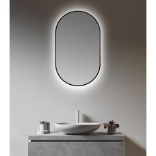 Talos LED Mirror Oval Black 45 x 75 cm Suitable for Wet Rooms for Your Bathroom Wall Mirror with All-Round Room Light with High-Quality Aluminium Frame