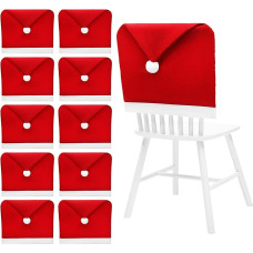 BESPORTBLE Chair Covers for Christmas, Christmas Chair Backrest, Santa Hat, Slipcover, Party Chair Protectors for Christmas, Dining Room, Kitchen, Gifts, 10 Pieces