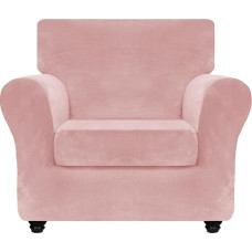 ZNSAYOTX Luxuriöse Samt-Stuhlhussen mit Armlehnen, 2-teilig, Stretch-Stuhlhussen für Wohnzimmer, dick, weich, Sesselschonbezug, rutschfest, haustierfreundlich, Möbelschutz, Rosa, 81,3 cm - 116,8 cm (1
