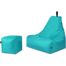 PATCH HOME Bean Bag Seat Cushion Beanbag Premium Lounge Gaming Chair with Cube 2 dydžiai Tinka naudoti viduje ir lauke Paruošta užpildyti Aukštis 90 cm Gylis 78 cm Š 82 cm + 35 x 35 cm Kubas Turquoise