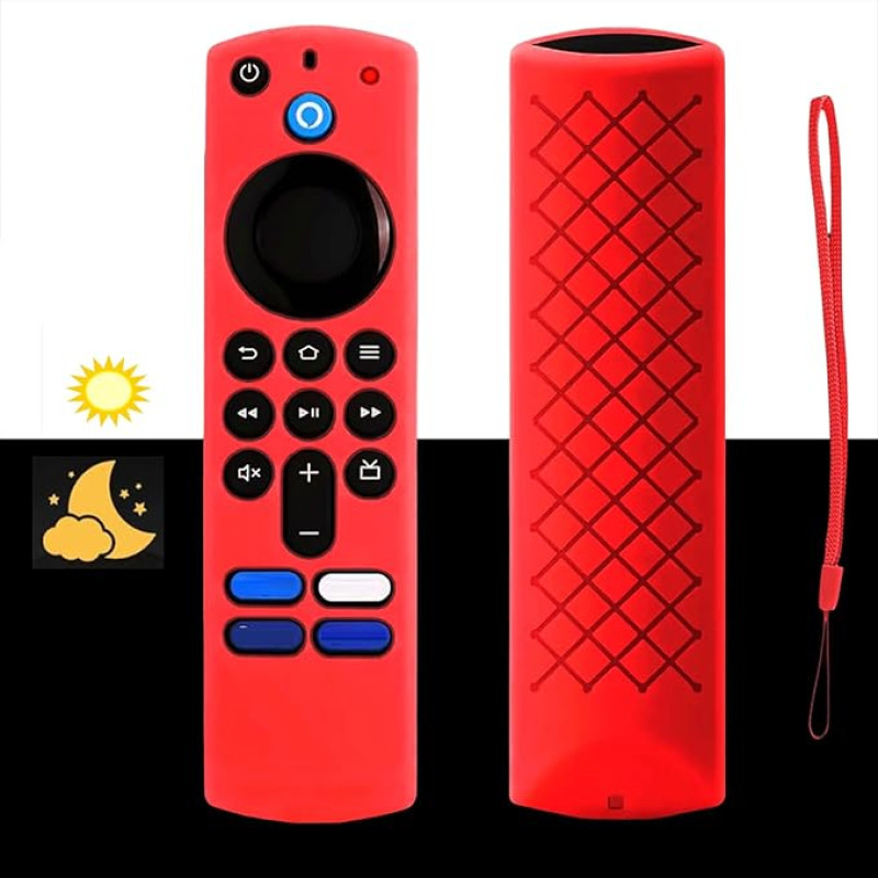 Silikon-Fernbedienungsabdeckung, Ersatz für Smart HD Streaming 3. Generation, 4K-Fernbedienung, rutschfest, waschbar, Schutzhülle mit Umhängeband