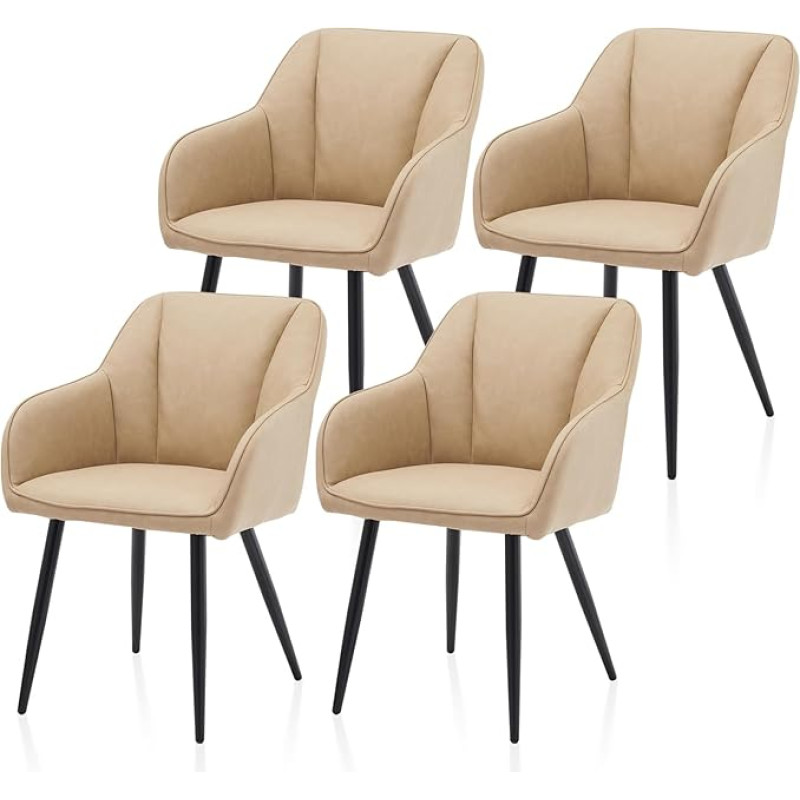 TUKAILAI Dirbtinės odos valgomojo kėdės, virtuvės kėdė, minkšta kėdė, kėdė su porankiais, atlošais, minkštu sėdynės paminkštinimu, moderni virtuvės, valgomojo, svetainės kėdė (dirbtinė oda)