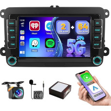[2+64GB] Hikity Android 15 Car Radio for VW Golf 5 Golf 6 Skoda Polo Passat Tiguan Touran with Carplay Android Car Mirrorlink, 7 Inch Capacitive Touchscreen with WiFi GPS Navigation FM Bluetooth