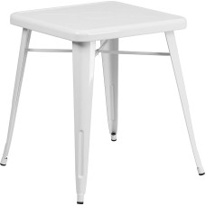 Flash Möbel Square Indoor/Outdoor Table, Metal, White, 64.77 x 63.5 x 15.24 cm