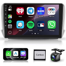 Carplay automobilinis radijas Peugeot 208/2008 2012-2018 Android automobiliui, podofo 10,1 colių jutiklinis ekranas, 8 branduolių 6G+128G, DSP/Bluetooth/WiFi/Link Mirror/GPS + atbulinės eigos kamera