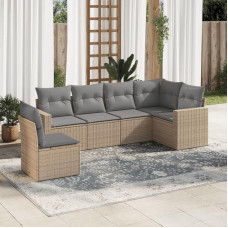 DYRJDJWIDHW Balkon möbel gartenlounge Set gartenlounge Outdoor terassenmöbel außen6-tlg. Garten-Sofagarnitur mit Kissen Schwarz Poly RattanGeeignet für Schlafzimmer