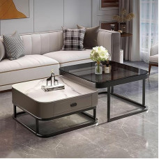 Šiuolaikiniai auksiniai kvadratiniai stikliniai kavos staliukai 2 su metaliniu rėmu Stilingas dizainas svetainei, biurui, miegamajam Lengvas surinkimas ir laikymas