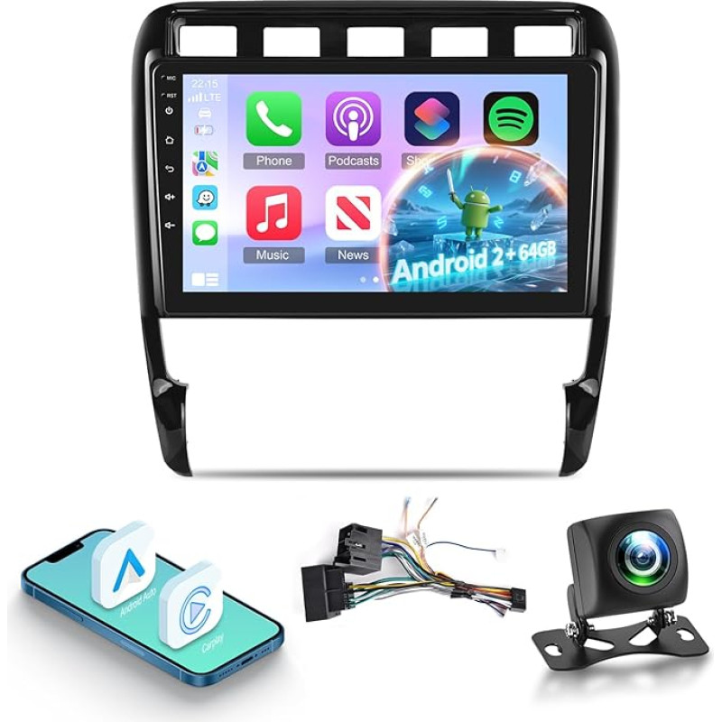 [2+64G] Android 13 Autoradio für Porsche Cayenne 2003-2010 mit Wireless Carplay & Android Auto