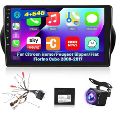 [4+64G] Android 13 Autoradio für Citroen Nemo/Peugeot Bipper/Fiat Fiorino Qubo 2008-2017 mit Carplay & Android Auto - 10.1 Zoll IPS 1280*720P Touchscreen Autoradio mit AI DSP, EQ, SWC + Rückfahrkamera
