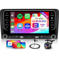 Hodozzy 2G + 64G Android Car Radio for Audi A3 8P 2003-2012 S3 2006-2012 RS3 2011-2012 with Wireless Carplay Android Car, 7 Inch Touchscreen with Navigation WiFi Bluetooth DSP FM/RDS Radio with Rear