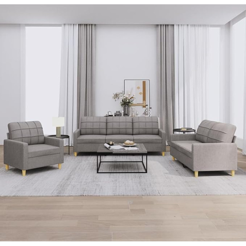 Juroupi 3201249 3 dalių sofos komplektas su pagalvėle Sofa svetainės sofos komplektas Sofos svetainei Taupe audinys