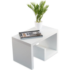 STEMA Seyfried Gerd Side Table in White - Bedside Table Coffee Table 60 x 37 x 36 cm - No Assembly Fixed Glued Living Room Table