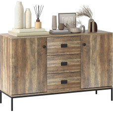 HOMCOM Kitchen Cabinet Storage Cabinet 2 Cabinets Adjustable Shelf 3 Drawers Modern Style 120 x 39.5 x 77 cm Brown