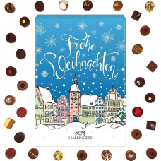 Hallingers Magnificent Old Town Advent Calendar Chocolates Gift Handmade without Alcohol from Fine Cocoa Chocolate (Box) - Advent Calendar Novelties & Advent Calendar Fill | Congratulations Hanukkah