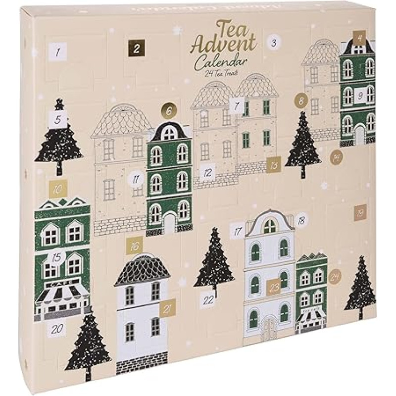 Annastore Tea Advent Calendar, Filled Advent Calendar, 24 Tea Bags, Herbal Tea, Black Tea, Delicious Fruit Mixes, 22.5 x 21 cm