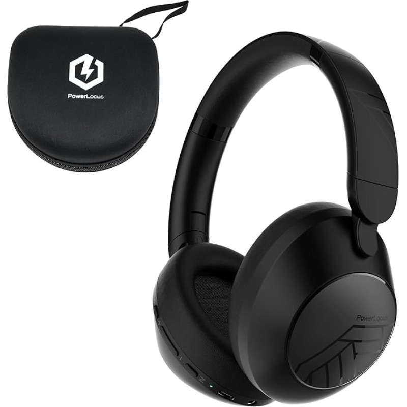 PowerLocus Bluetooth Headphones Over Ear, Active Noise Cancelling Headphones with Microphone, 70 Hours Playtime, Wireless Headphones, HiFi Stereo Deep Bass, Foldable Wireless Headphones for