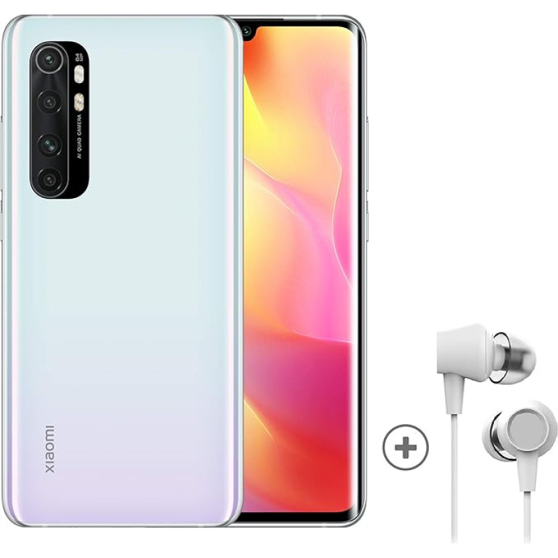 Xiaomi Mi Note 10 Lite smartphone + headphones (16.43 cm (6.47 ″) FHD + display, 64GB internal memory, 6GB RAM, 64MP rear camera, 16MP front camera, dual SIM, Android 10) White - [Exclusively on Amazon]