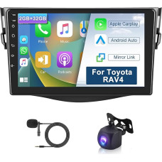 Hodozzy 2GB 32GB Android Car Radio for Toyota RAV4 2007-2011 Radio Carplay Android Car Mirror Link, 9 Inch Touchscreen GPS Navigation Bluetooth WiFi FM RDS HiFi, Reversing Camera Radio 2 DIN