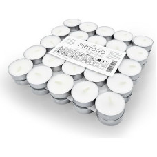 PRITOGO Tea lights, white, diameter 3.8 x 1.2 cm, soot-free, burning time: 4 hours (200 pieces aluminium), unscented