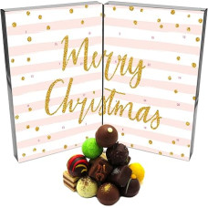 Hallingers Chocolates Advent Calendar Handmade Without Alcohol (300 g) - Pink Christmas (Book Box) - for Christmas, Congratulations, Hanukkah - Give Now for Christmas 2023