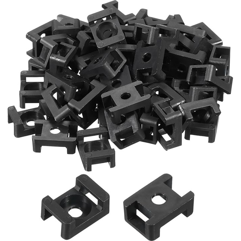 sourcing map Cable Tie Base, Saddle Fixing Wire Holder, 22.3 x 15.9 x 9 mm, Wire Clips, Organizer Mounts for Electronic Wires, Black, 0.5 cm Diameter, 500 Pieces