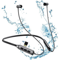 SOPPY Wireless Headphones Neckband, Bluetooth 5.0 Headphones with TF Card Slot, IPX5 Sports Earphones for Running, Magnetic In-Ear Headset, Lightweight Headphones with 25 Hours Playtime - Black