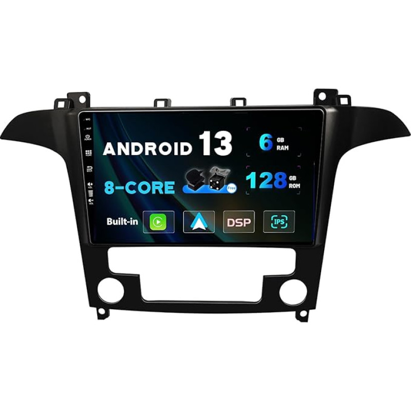 SXAUTO Android 13 - [6G+128G] - IPS Car Radio Suitable for Ford S-Max (2006-2015) - Built-in Wireless Carplay/Android Car/DSP - Camera + MIC - DAB SWC WiFi Fast Boot 360-Camera 4G BT5.0-2 DIN 9 Inch