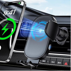 Beeasy 15 W Fast Wireless Charger Car Mobile Phone Holder with Charging Function Automatic Inductive Qi Charging Station Car Mobile Phone Holder Car Charger Ventilation for iPhone Samsung Huawei LG