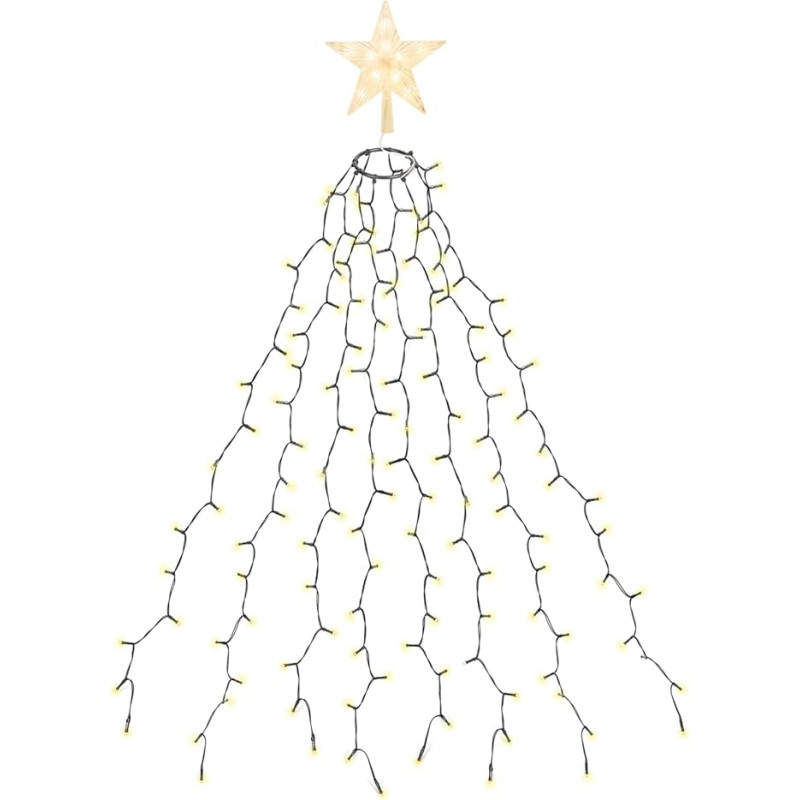 SALCAR 2 m Christmas Tree Fairy Lights with Ring and Topper Star, 280 LEDs, Indoor Christmas Tree Lighting, 8 Strands, Warm White