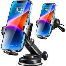 Jonsdany Car Mobile Phone Holders, 3 in 1, Universal Car Air Vent Triangle Holder, Mobile Phone Holder, 360° Rotatable, for All Cars & All iPhone/Samsung/Huawei/Xiaomi/Galaxy, Black