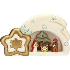 THUN - Classic Mini Nativity Scene 2019 with Large Star Hut - Ceramic - 20 x 10 x 18 cm