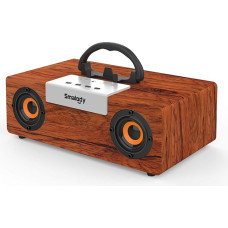 Smalody Retro Bluetooth Speaker, 50W Portable Wireless Wooden Speaker, 12 Hours Playtime, Powerful Bass, TF Card, USB Playback - Speaker for Party, Outdoor