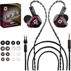 KBEAR KB01 In-Ear Monitors, HIFI Beryllium Membrane Dynamic Driver in Ears Headphones Kbear Inears Wired Earbuds High-End iem Earphones for Musicians Singers with Clear Sound OFC Cable/Resin Cavity