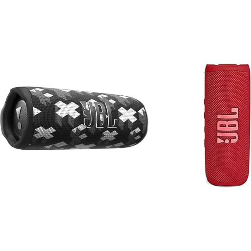 JBL x Martin Garrix Flip 6 Bluetooth Box in Cool Grey & Flip 6 Bluetooth Box in Red - Waterproof Portable Speaker