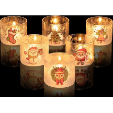 Tea Light Holder Christmas Lantern Christmas Decoration Table: Hewory Set of 6 Tea Light Glasses Christmas Decoration White Christmas Decoration Candle Holder Glass Deer