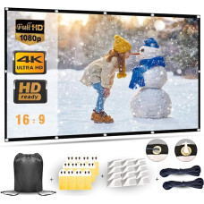 Projection Screen 100 Inch Portable Projection Screen with 16:9 HD 4K Screen for Home Cinema, Home Cinema, Foldable Projection Screen - 227 cm x 130 cm Matte White Widescreen Screen