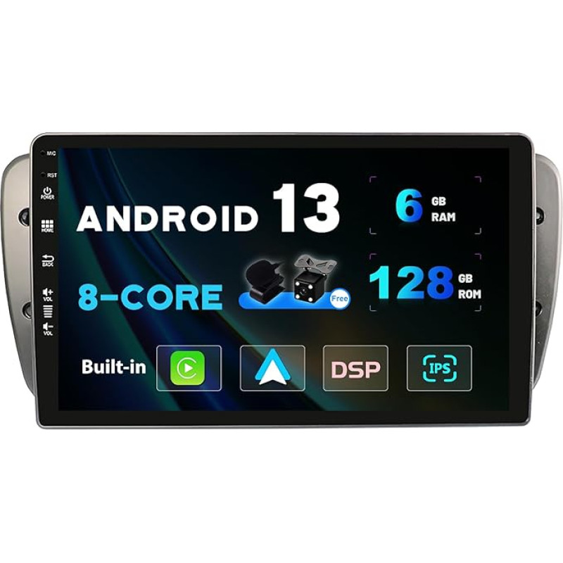 SXAUTO Android 13 - [6G+128G] - IPS Car Radio Suitable for Seat Ibiza 6J (2009-2014) - Built-in Wireless Carplay/Android Car/DSP - Camera + Mic - DAB SWC WiFi Fast Boot 360-Camera 4G BT - 2 DIN 9 Inch