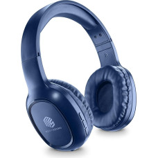 Music Sound | Basic Bluetooth Headphones | Earcup Bluetooth Headphones with Extendable Headband - 14 Hours Battery Life - 2 Hours Charging Time - LED Indicator and AUX Input - Blue