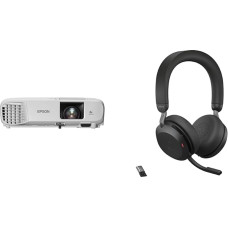 Epson EB-FH06 3LCD Projector & Jabra Evolve2 75 Wireless PC Headset with 8 Microphone Technology