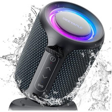 Deeyaple Bluetooth Speaker Small Portable Music Box 5.3 IPX7 Waterproof Wireless Stereo Pairing Hands-Free RGB Light for Outdoor Camping Garden Party Travel (Blue Black)