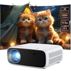 Mini Projector, Wielio 16000 Lumens Bluetooth Projector 1080P Supported, 5G WiFi LED Home Cinema Portable Projector, Compatible with iOS/Android (White)